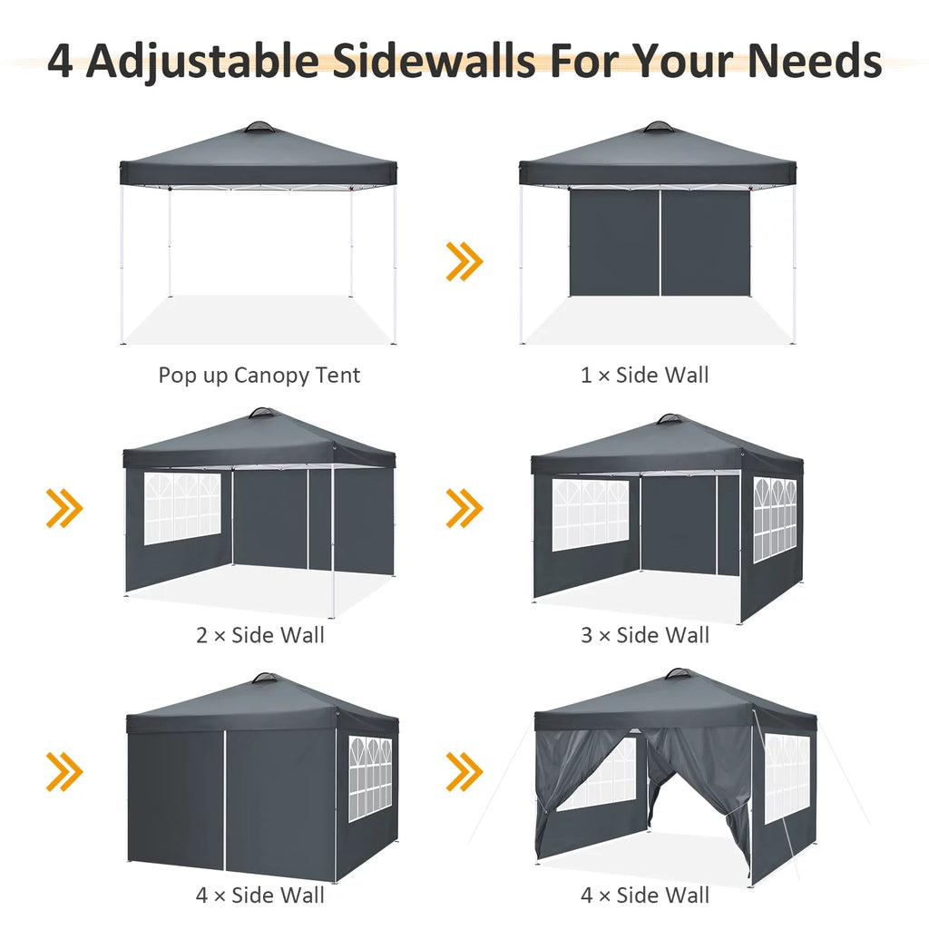 10'x10' Pop Up Canopy with Sidewalls and Sandbags A788