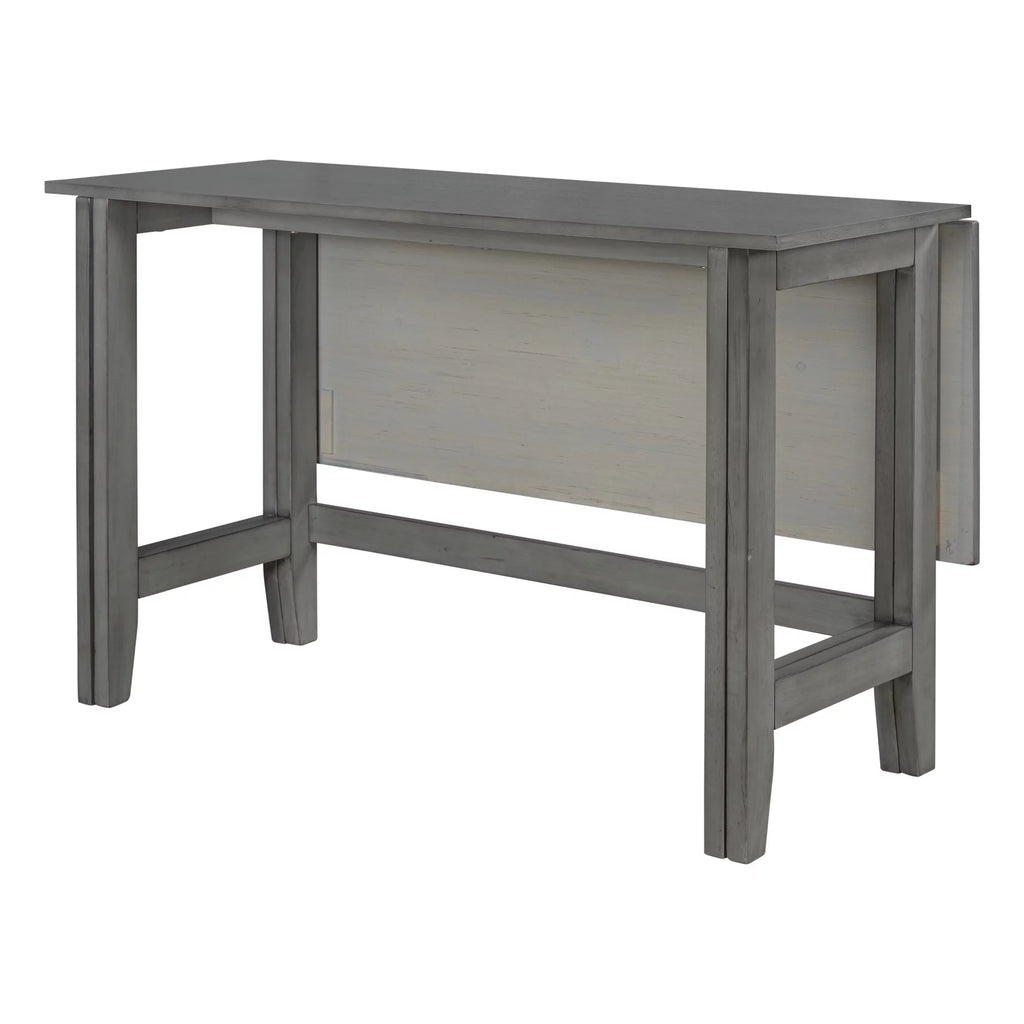 Gray Extendable Wood Dining Table with Drop Leaf I625