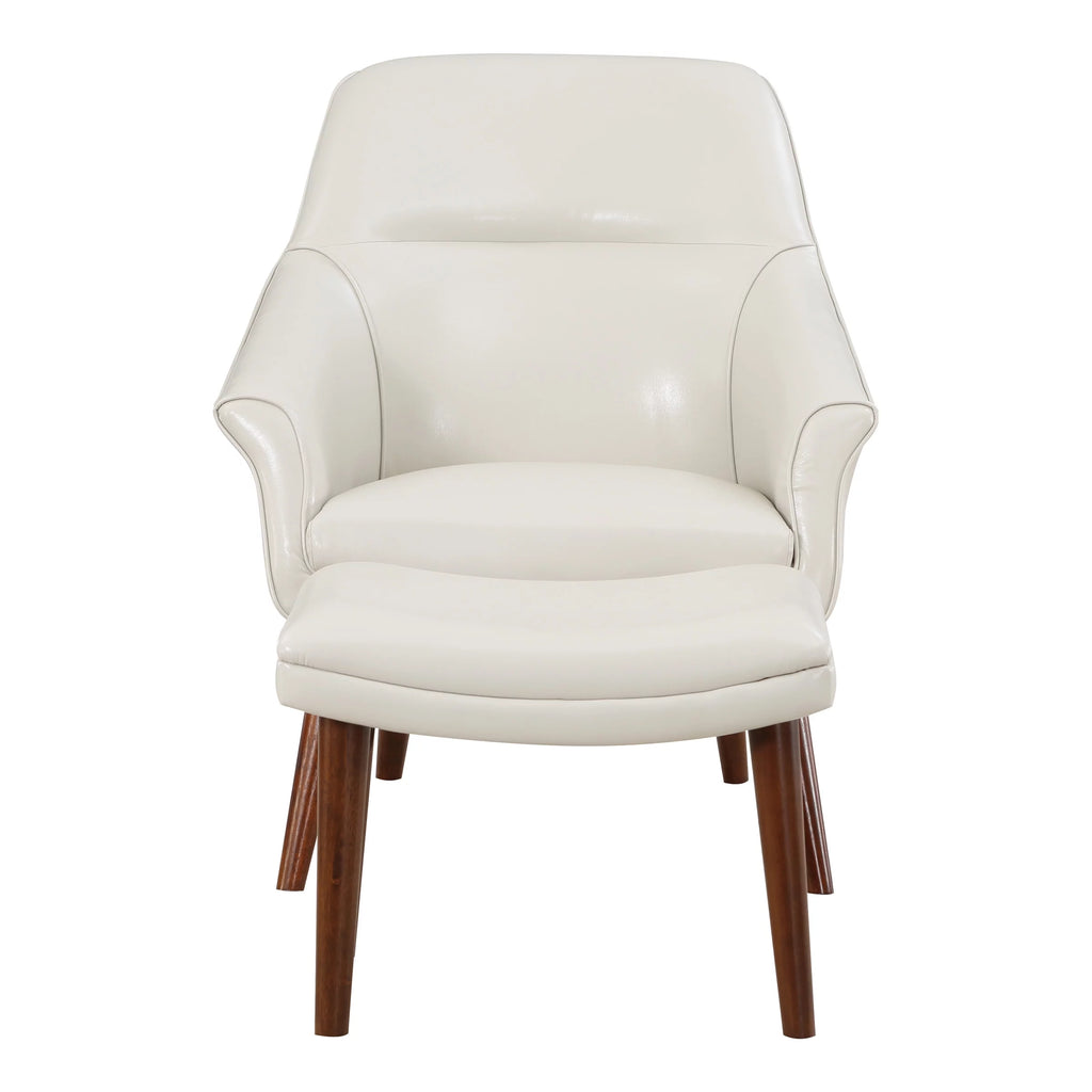 Cream Faux Leather Chair and Ottoman B961