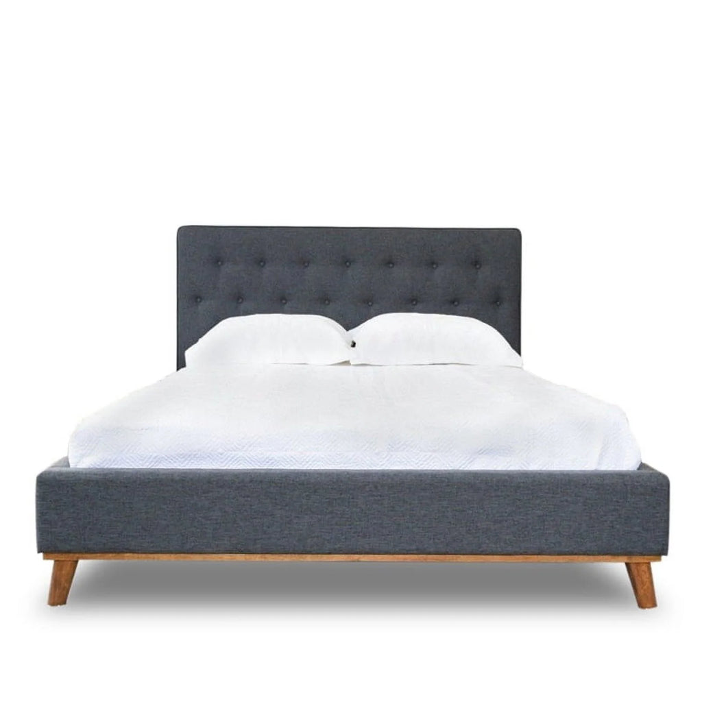 Queen Platform Bed 2 Nightstands 5-Drawer Dresser 4 Piece Set Q6755