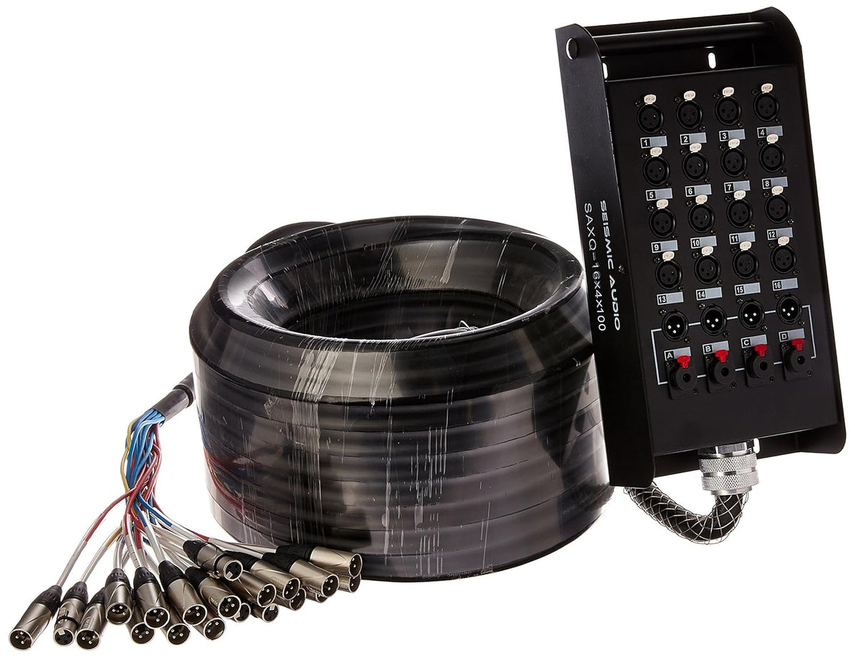 16 Channel 100' XLR Snake Cable with 4 XLR and 1/4 Returns N862