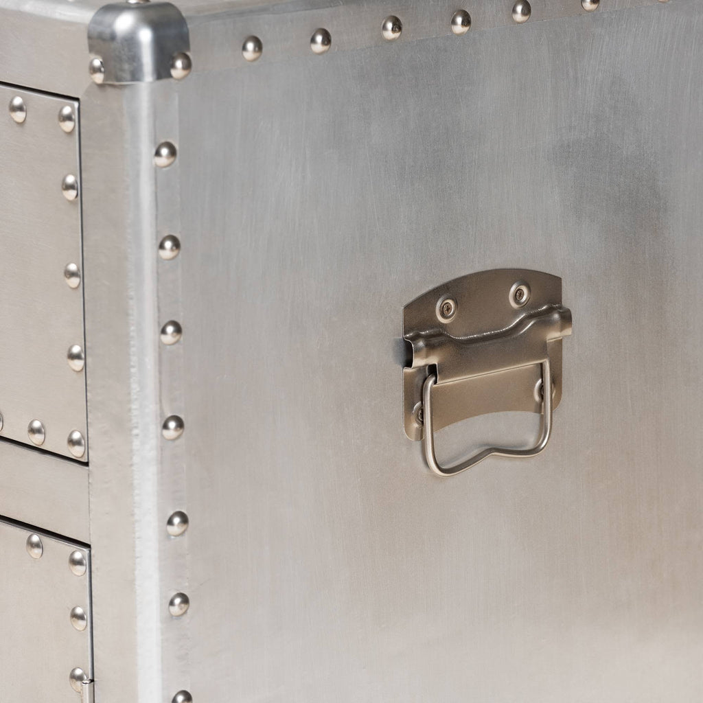 Silver 2-Door Metal Accent Storage Cabinet V24839