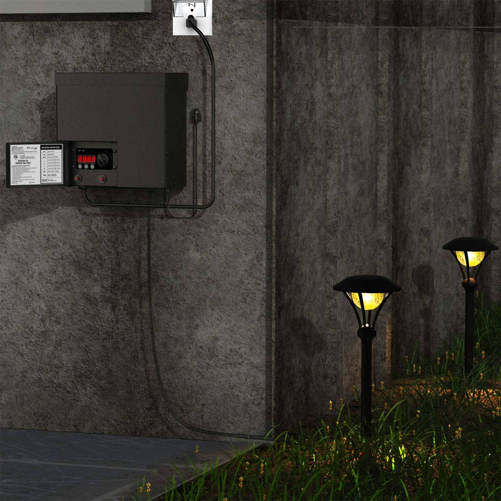 600 Watt Power Pack with Sensor Photo Cell and Weather Shield for Low Voltage Landscape Lighting P8223