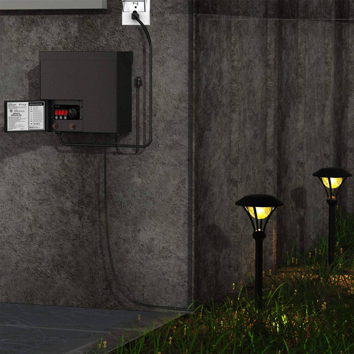 600 Watt Power Pack with Sensor Photo Cell and Weather Shield for Low Voltage Landscape Lighting P8223