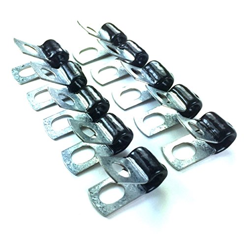 Brake Line Clip Set 3/16" Steel Rubber Insulation Pack of 10 N465