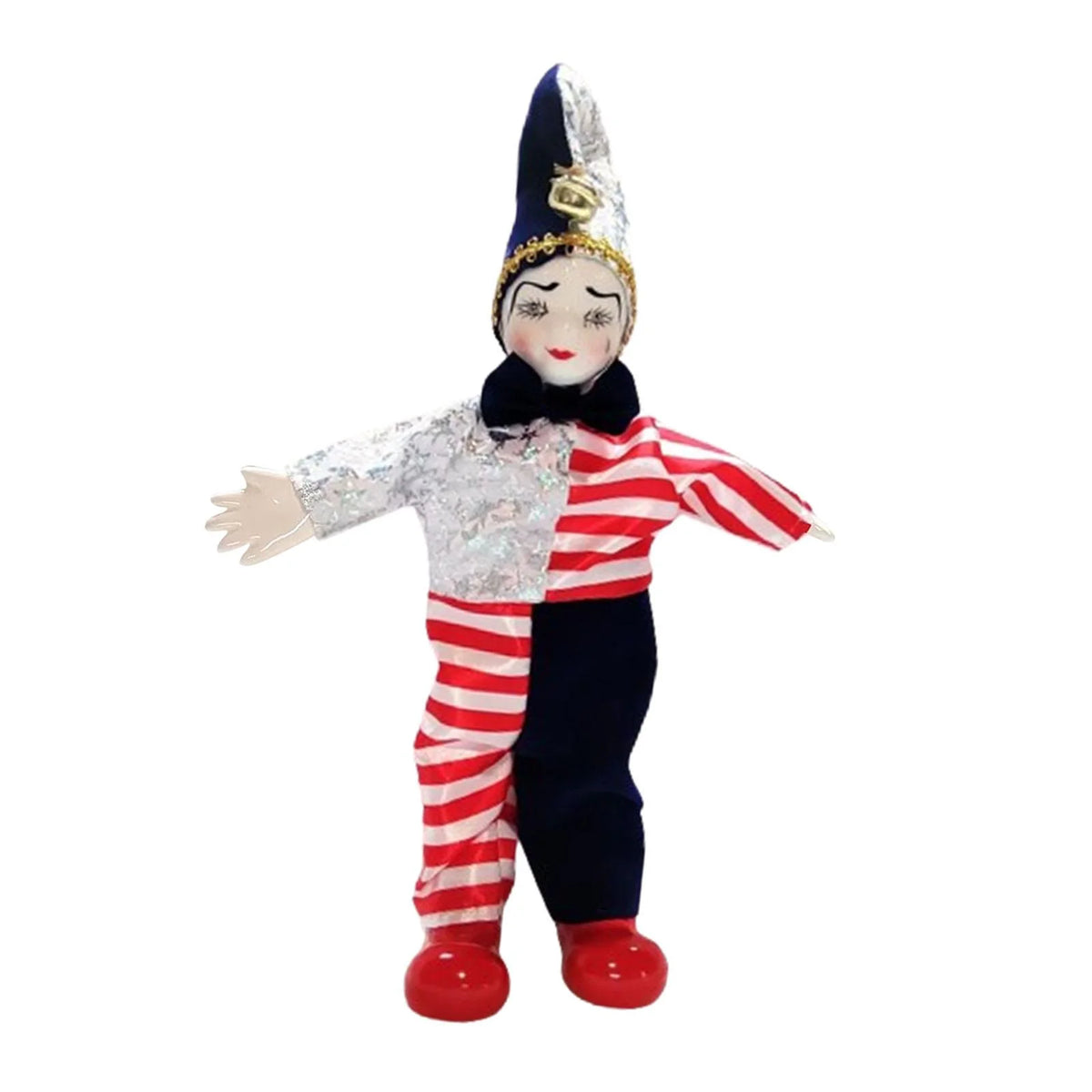 Clown Doll Harlequin Doll Antique Doll Collections Toy, 9.84'' Movable Joint Jester Doll V689122
