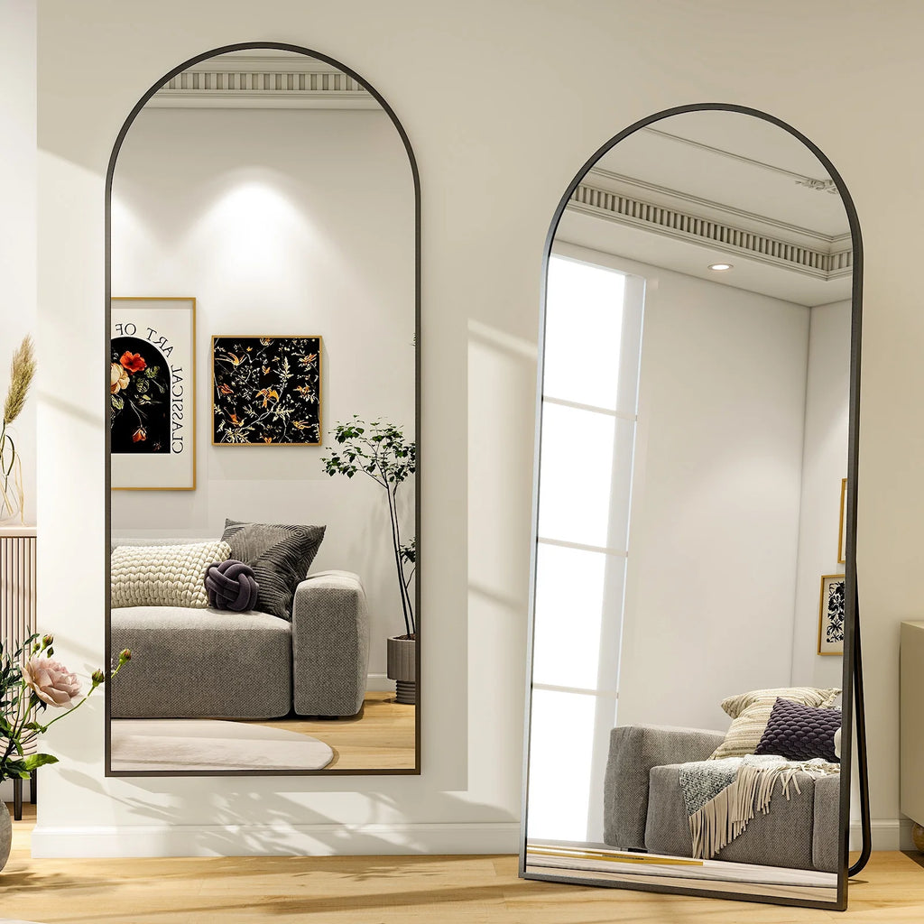 31x71 Black Arched Full Length Floor Mirror U672