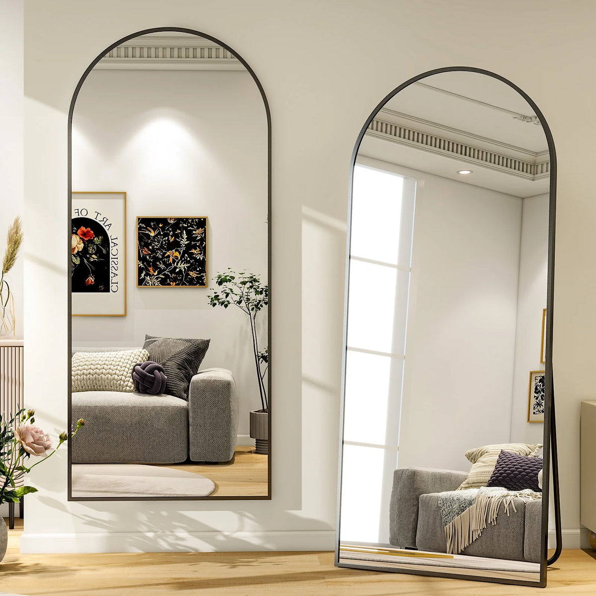 31x71 Black Arched Full Length Floor Mirror U672