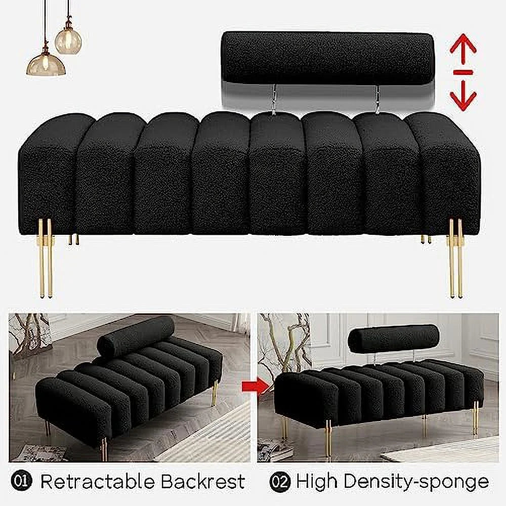 53.2" Modern Loveseat Sofa Couch Upholstered Accent Sofa with Golden Legs and Adjustable Backrest Small Teddy Fleece Couches X95905