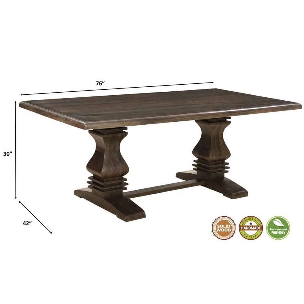 Solid Wood Double Pedestal Dining Table in Dark Brown Z5109
