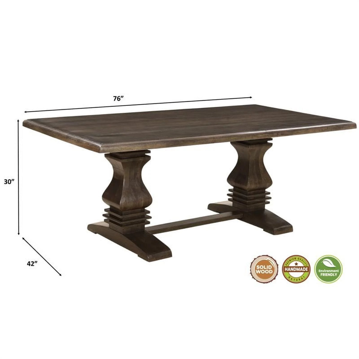 Solid Wood Double Pedestal Dining Table in Dark Brown Z5109