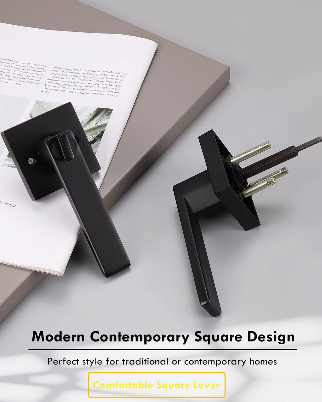 Matte Black Privacy Door Lever with Lock S481