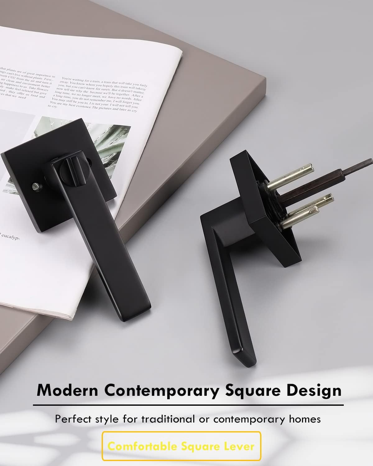 Matte Black Privacy Door Lever with Lock S481