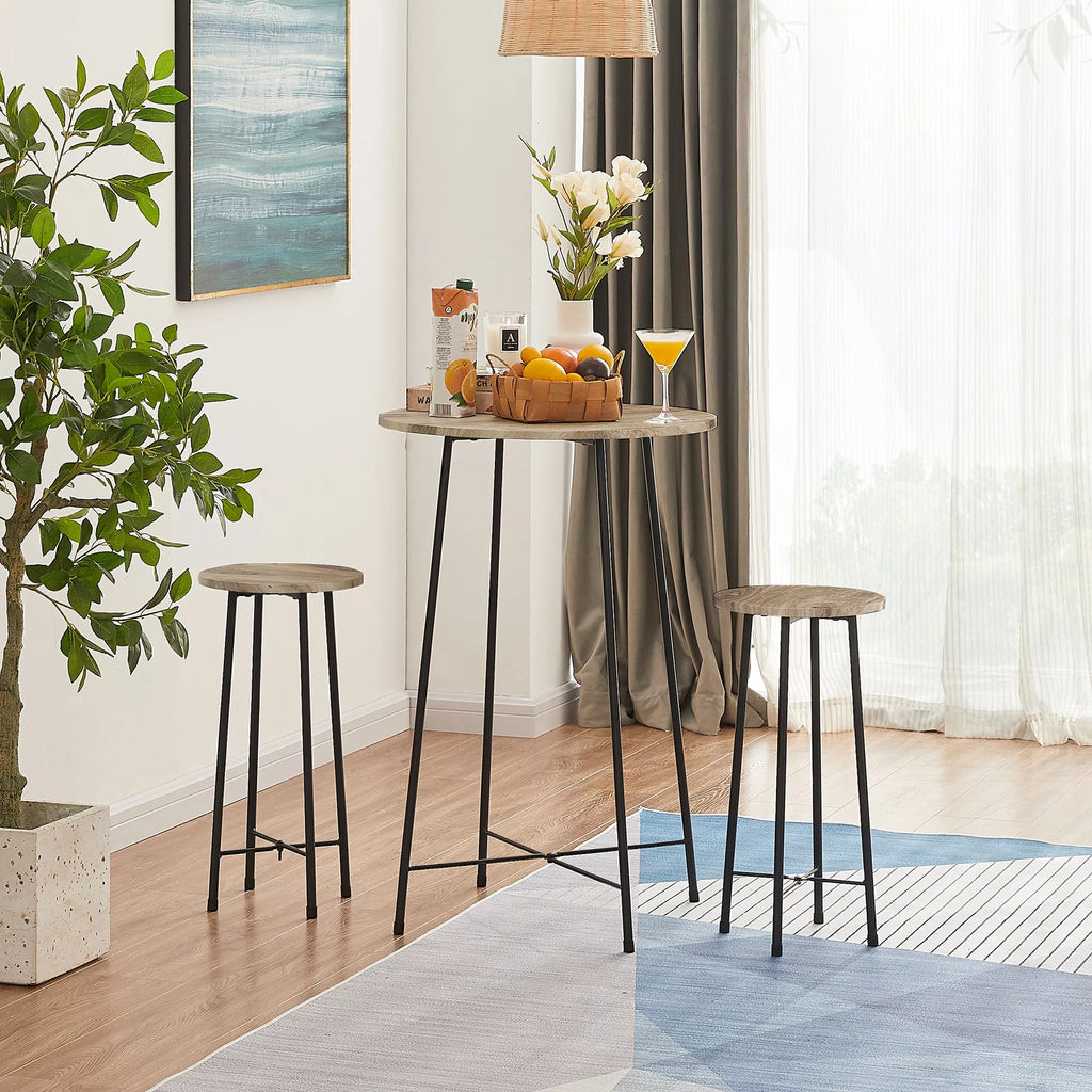 3-Piece Round Bar Table Set with 2 Stools K987008