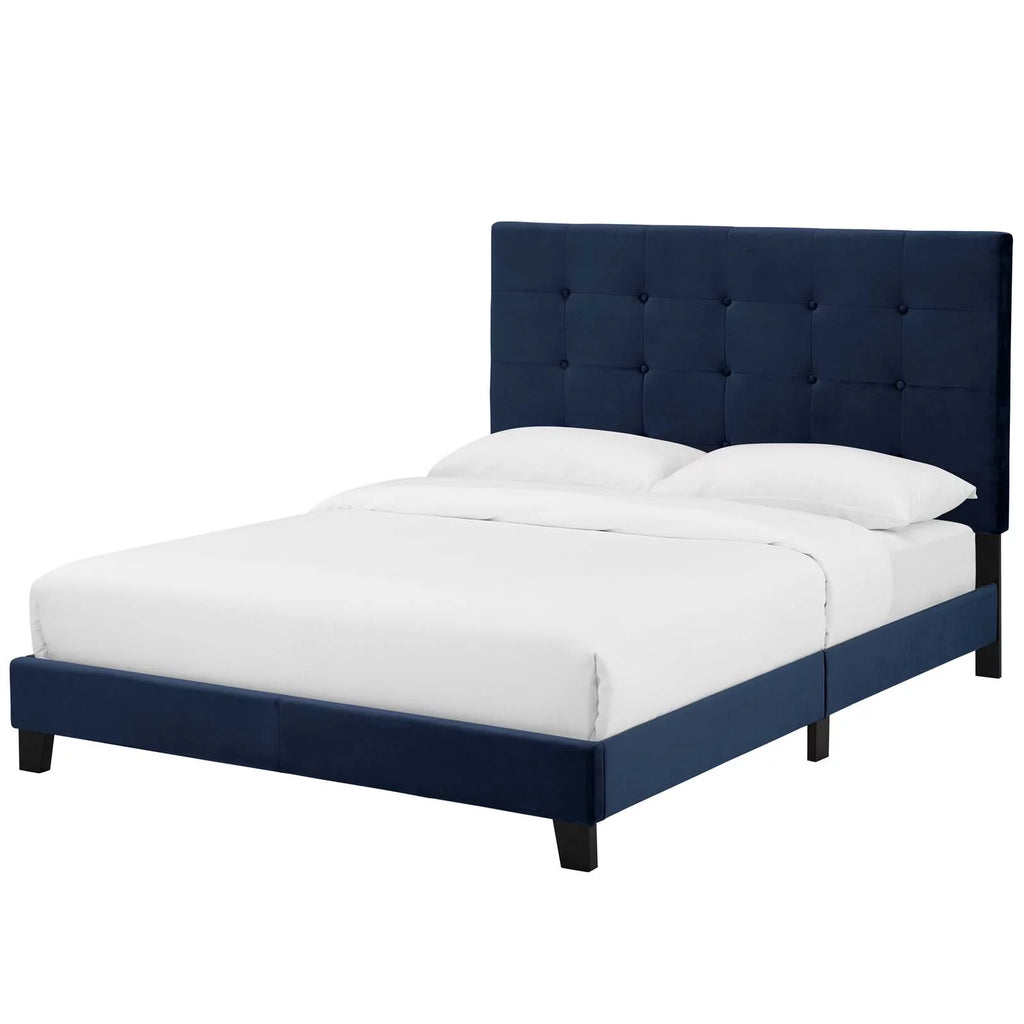 Wood Platform Bed Full Twin Blue Black C2985