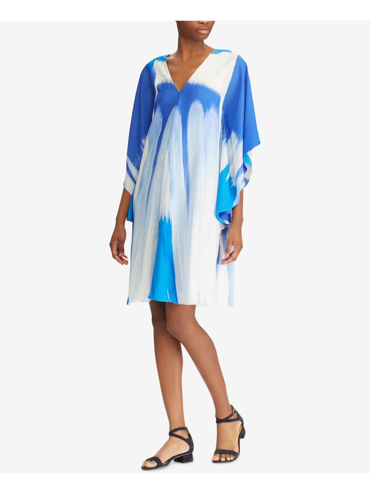 Blue Bell Sleeve V Neck Trapeze Dress F266