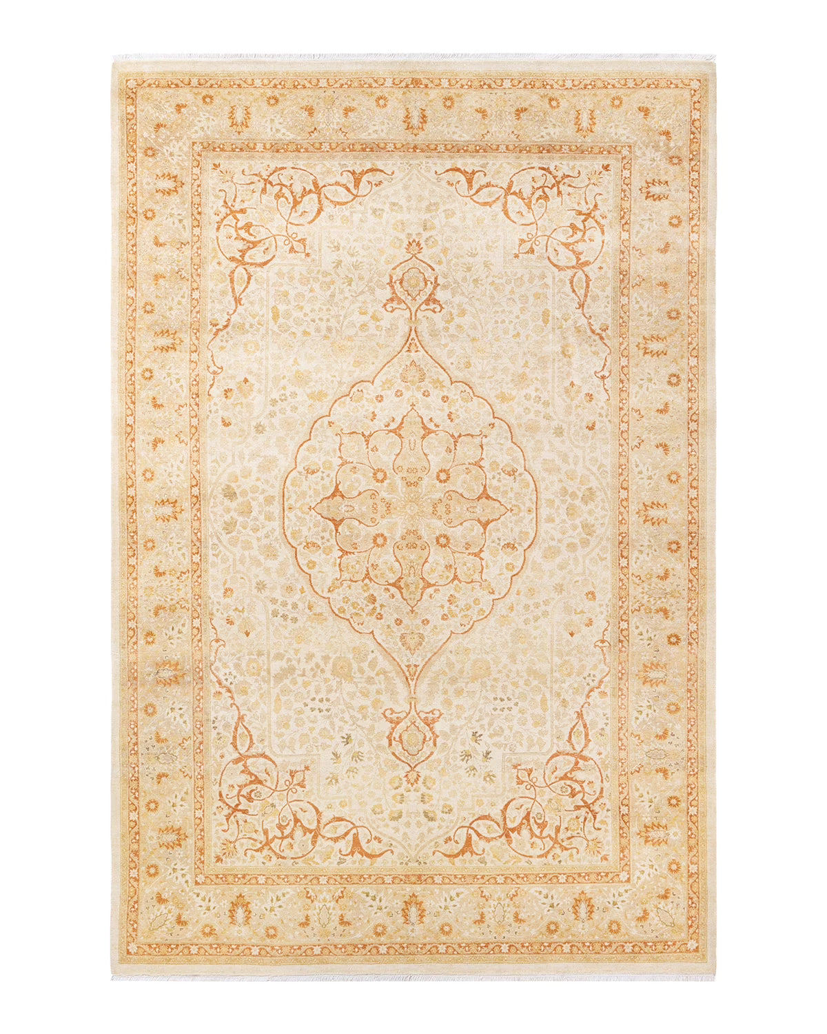 One-of-a-Kind Hand-Knotted Ivory Area Rug, 6' 3" x 9' 4" Q8679