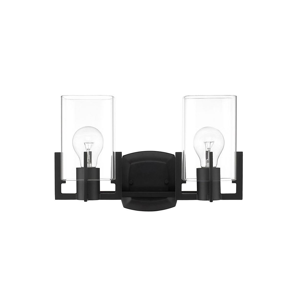 2 Light Matte Black Bathroom Vanity Light W177