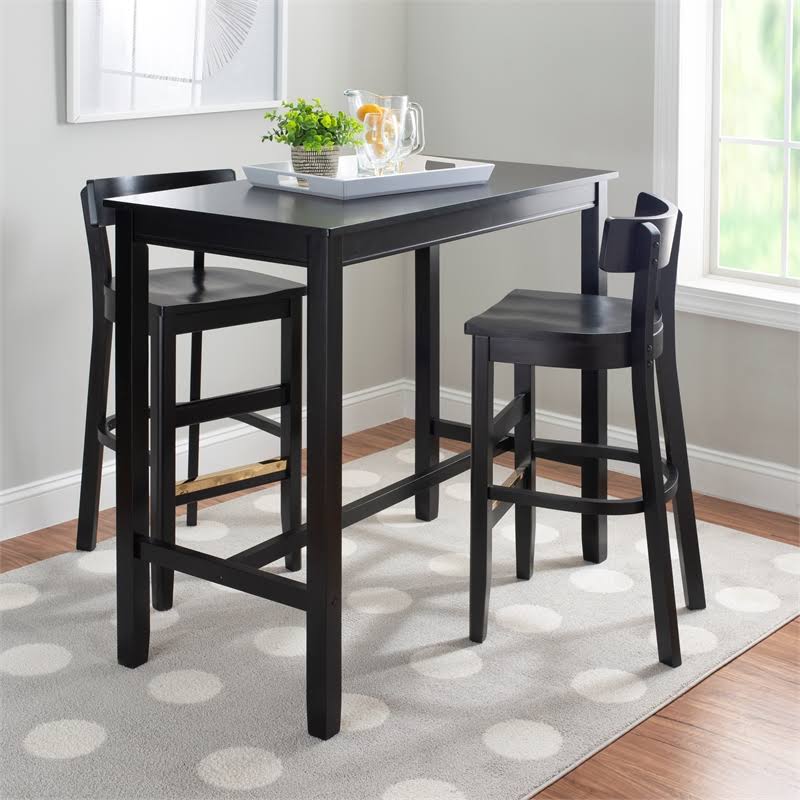 Solid Wood Set of Two Barstools in Black G27599