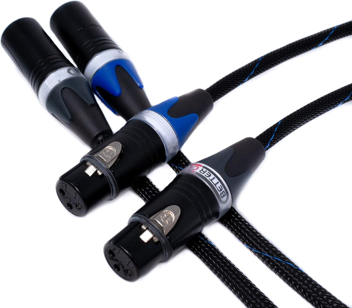 Balanced XLR Cables Stereo Pair Silver/Copper Hybrid Teflon 1.5 Feet V1780