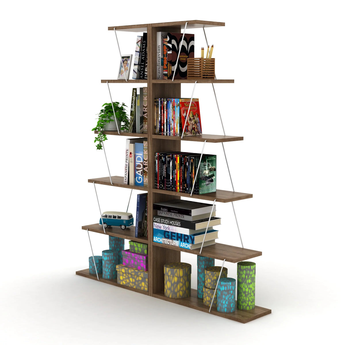5 Tier Narrow Bookshelf L507