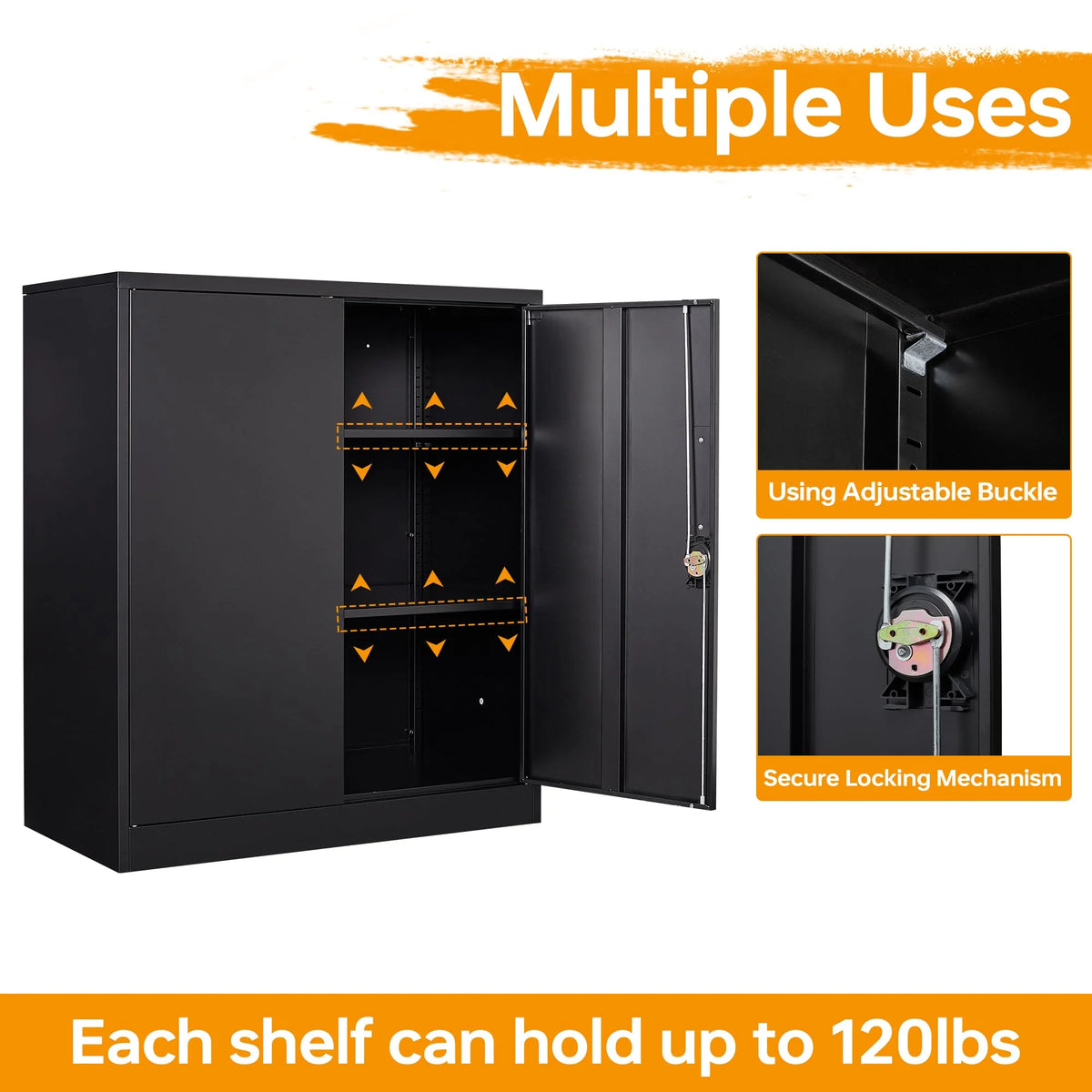 Metal Storage Cabinet with 2 Adjustable Shelves A650