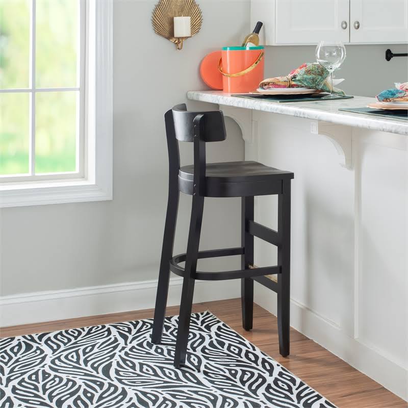 Solid Wood Set of Two Barstools in Black G27599
